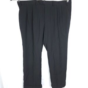 Lauren Ralph Lauren Mens 42x30 Black Pleated Cuffed Polyester Rayon Dress Pants